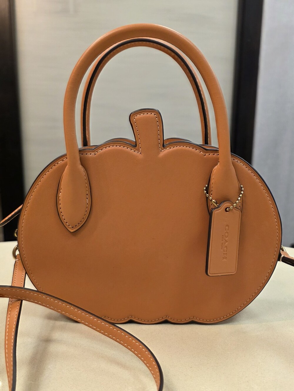 Coach Pumpkin Orange Leather Crossbody Satchel Style CU868 NEW